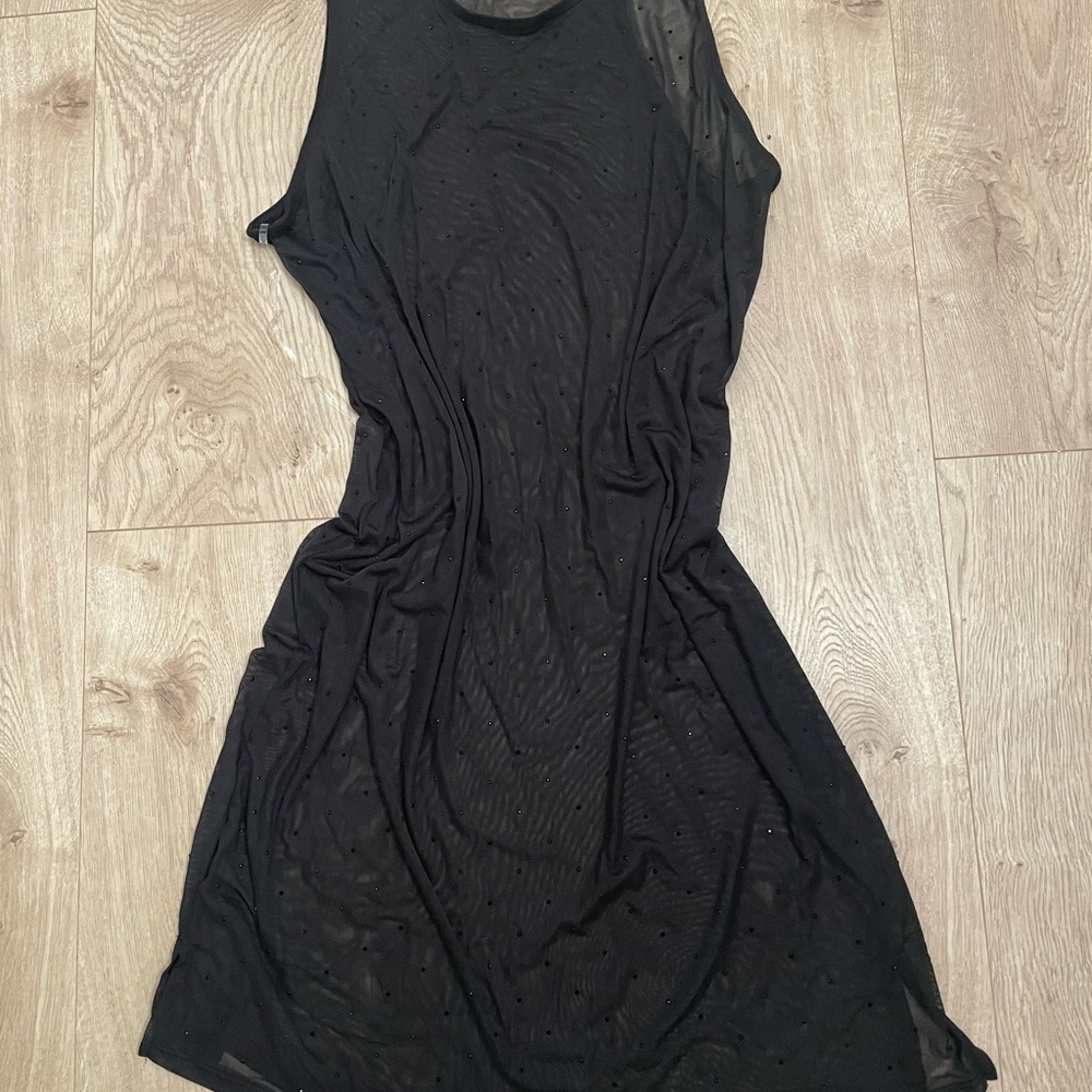 No Boundaries Black Sexy sheer mesh see through rhinestone dress Dress